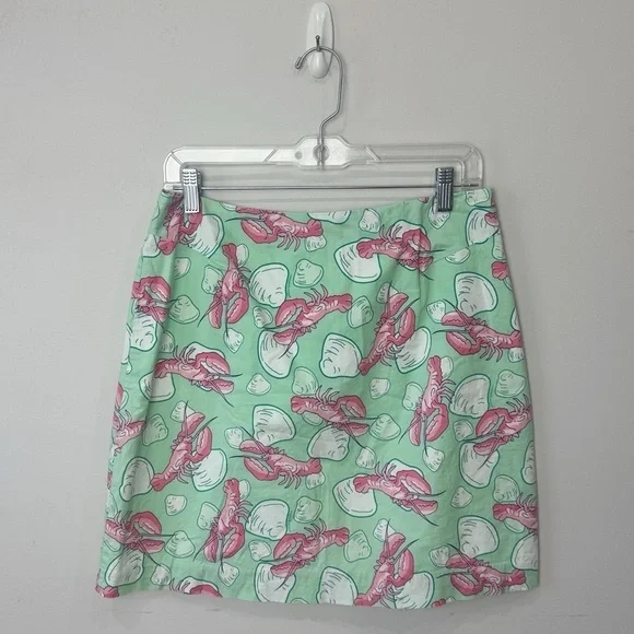 Vineyard Vines Lobster Clam Shell Skirt Green Pink Nantucket Coastal Preppy - Picture 1 of 3